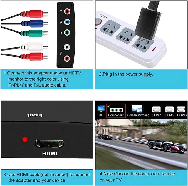 Alt view image 6 of 7 - HDMI to Component Converter HDMI to 1080P YPbPr 5RCA RGB + R/L Video Audio Adapter Support TV PS5 Xbox Fire Stick DVD Players to HDTV and Projector (Black)