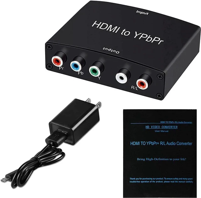 Alt view image 7 of 7 - HDMI to Component Converter HDMI to 1080P YPbPr 5RCA RGB + R/L Video Audio Adapter Support TV PS5 Xbox Fire Stick DVD Players to HDTV and Projector (Black)