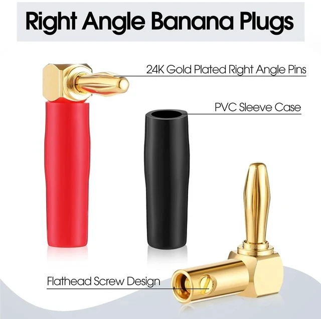 Alt view image 3 of 7 - 36 Pcs Right Angle Banana Plugs 4mm Banana Speaker Plugs Gold Plated Copper 90 Degree Connector Audio Video Connectors Adapters for Speaker Wire Red and Black