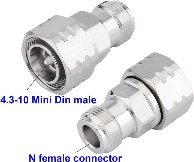 Alt view image 2 of 5 - 4.3/10 Mini DIN Male to N Female Jack Adapter 2 Pack