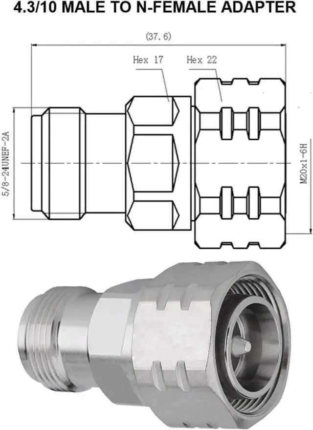 Alt view image 3 of 5 - 4.3/10 Mini DIN Male to N Female Jack Adapter 2 Pack