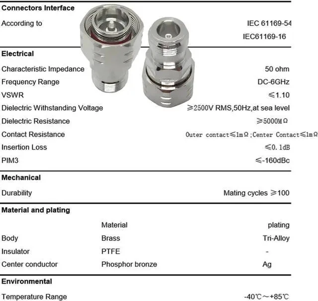 Alt view image 4 of 5 - 4.3/10 Mini DIN Male to N Female Jack Adapter 2 Pack