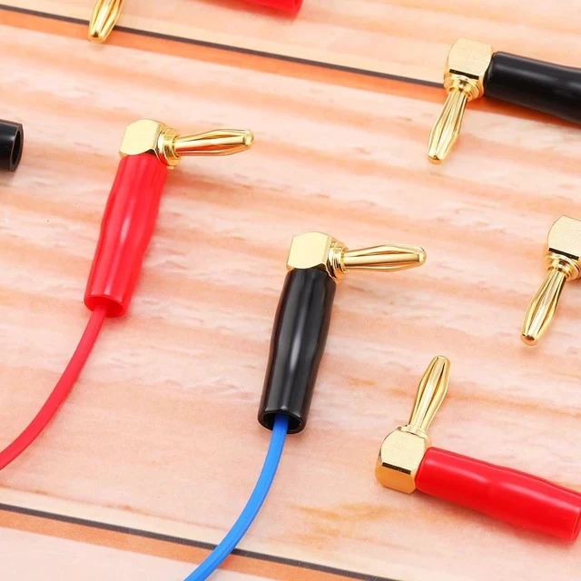 Alt view image 6 of 7 - 36 Pcs Right Angle Banana Plugs 4mm Banana Speaker Plugs Gold Plated Copper 90 Degree Connector Audio Video Connectors Adapters for Speaker Wire Red and Black