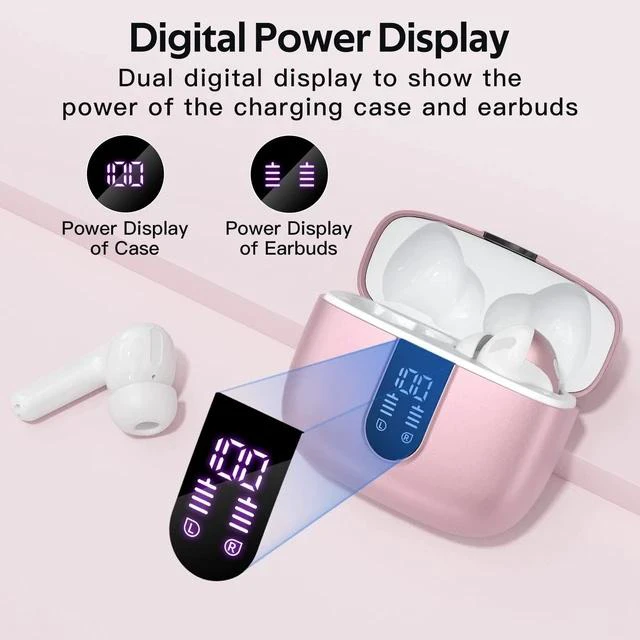 Alt view image 16 of 20 - Bluetooth Headphones True Wireless Earbuds 60H Playback LED Power Display Earphones with Wireless Charging Case IPX5 Waterproof in-Ear Ear buds with Mic for TV Smart Phone Laptop Computer Sports
