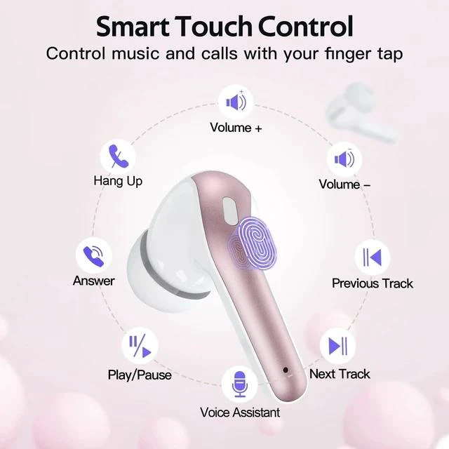 Alt view image 18 of 20 - Bluetooth Headphones True Wireless Earbuds 60H Playback LED Power Display Earphones with Wireless Charging Case IPX5 Waterproof in-Ear Ear buds with Mic for TV Smart Phone Laptop Computer Sports
