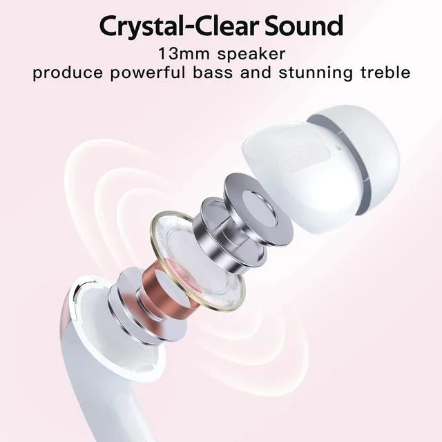 Alt view image 20 of 20 - Bluetooth Headphones True Wireless Earbuds 60H Playback LED Power Display Earphones with Wireless Charging Case IPX5 Waterproof in-Ear Ear buds with Mic for TV Smart Phone Laptop Computer Sports