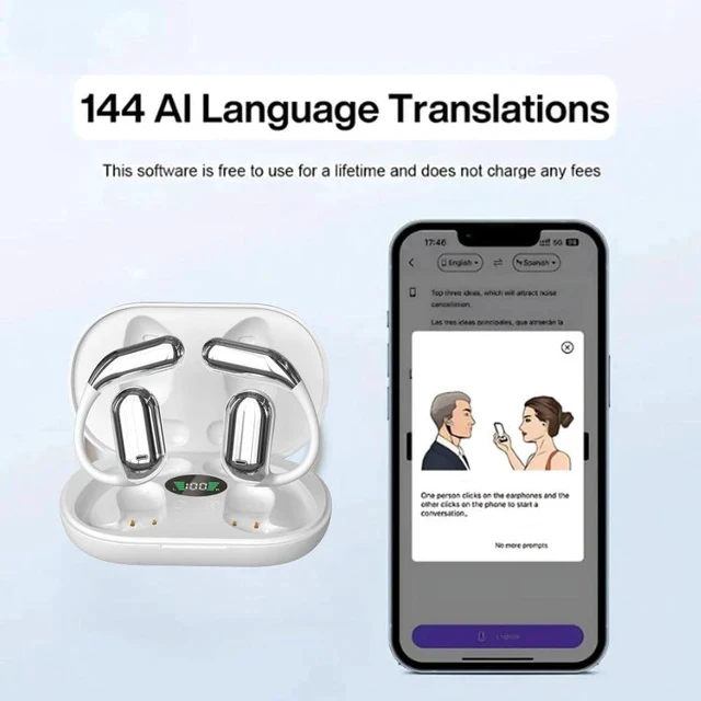 Alt view image 3 of 7 - Aviorra Ai Translator Earbuds, Verbabuds Ai Translator Earbuds Real Time, Earbud Translator in Real Time, Multi-Language Smart Translation Bluetooth Headset, 144 Ai Language Translator (White)