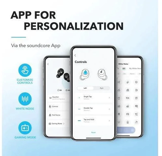 Alt view image 3 of 7 - by A20i True Wireless Earbuds Bluetooth 5.3 App Customized Sound 28H Long Playtime Water-Resistant 2 Mics for AI Clear Calls Single Earbud Mode
