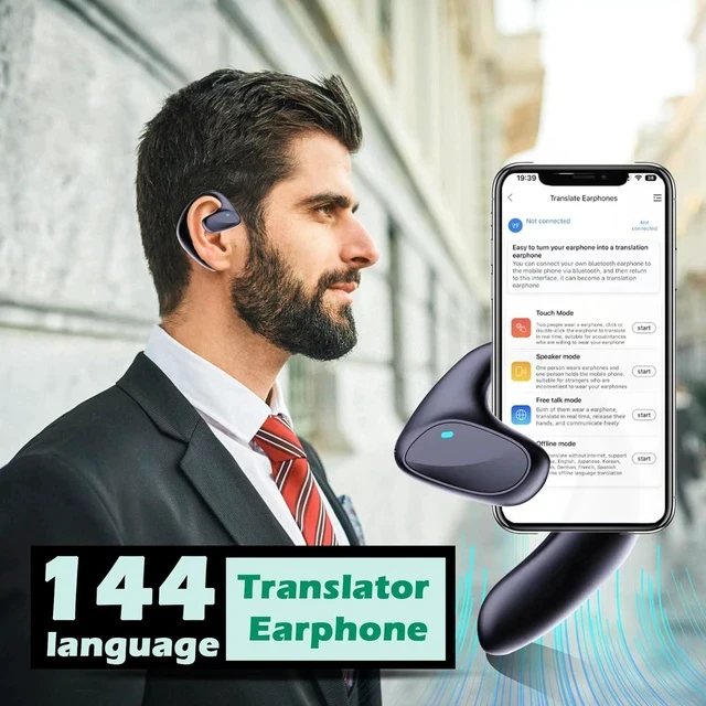 Alt view image 2 of 7 - Translation Earbuds 144 Language Translator Update Language Translator Device Real Time Wireless Translation Headset,3 in-1 Translator Headphones,Ai-Powered Bluetooth Translation Earbuds(Red)