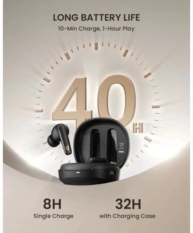 Alt view image 4 of 7 - Wireless in-Ear Earbuds with 4 Mics ENC Call-Enhancing Rophones 40H Playtime Bluetooth 5.4 IPX5 Waterproof True Wireless Earbuds for Laptops Tablets Smartphones and Gym Workouts Black