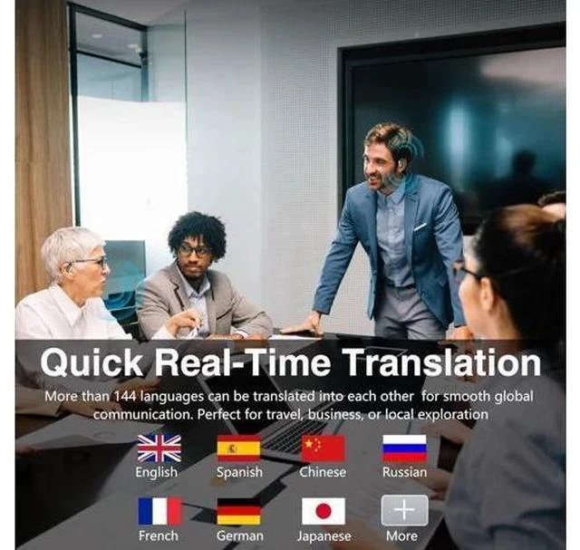 Alt view image 2 of 7 - AI Real-Time Translation Earbuds,Wireless Earbuds,144 Languages Ear Buds,Two-Way Translator Earbuds, Ear pods Wireless,HD Sound Bluetooth Translating Earbuds for Travel, Business,Learning (Blue A)