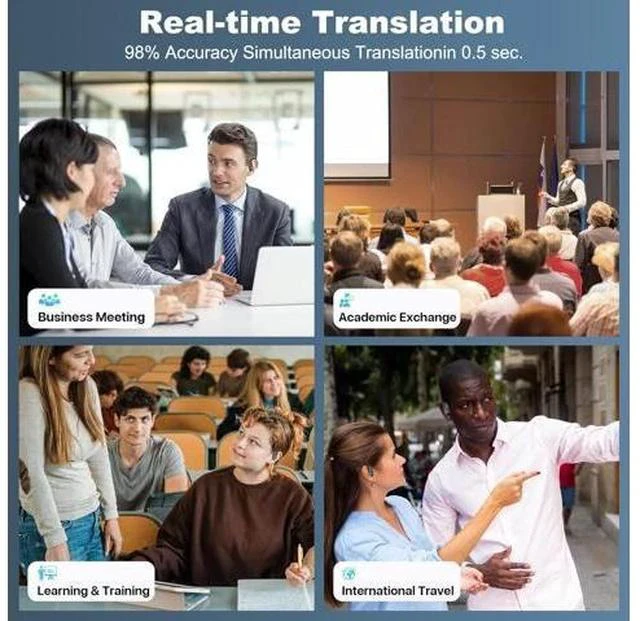 Alt view image 3 of 7 - AI Real-Time Translation Earbuds,Wireless Earbuds,144 Languages Ear Buds,Two-Way Translator Earbuds, Ear pods Wireless,HD Sound Bluetooth Translating Earbuds for Travel, Business,Learning (Grey B)