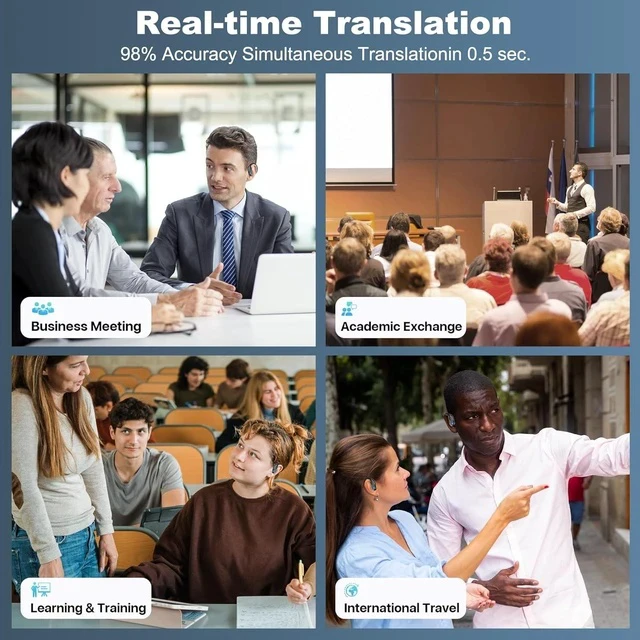 Alt view image 3 of 7 - AI Real-Time Translation Earbuds,Wireless Earbuds,144 Languages Ear Buds,Two-Way Translator Earbuds, Ear pods Wireless,HD Sound Bluetooth Translating Earbuds for Travel, Business,Learning (Grey B)