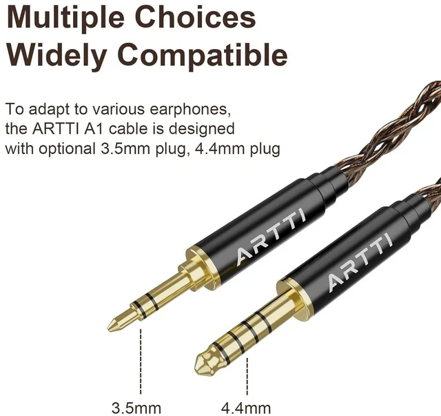Alt view image 4 of 7 - A1 Upgraded 4 Core Monocrystalline Copper Detachable Earphone Cable IEM Cable in-Ear Headphone Audio Cable (2pin-0.78mm 3.5mm)