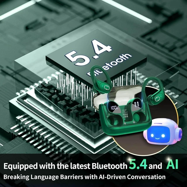 Alt view image 7 of 7 - AI Translation Earbuds Real Time, 164 Language Translator Earbud 3-in-1 Bluetooth 5.4 Translator Earbuds with 6 Translation Modes, 75H Translators Headphones with APP for Travel Business, Dark Green