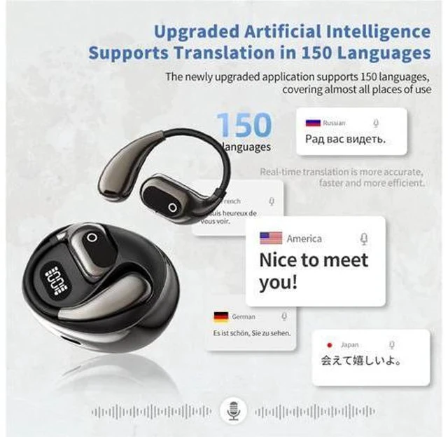 Alt view image 4 of 7 - Peachloft Translator, Peachloft Earbuds, Multi Language Translator Earbuds, Ear Buds That Translate Languages, Two Way Translator Ear Buds Device in Real Time for iOS & Android (Black)