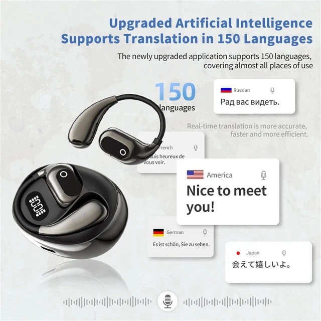 Alt view image 4 of 7 - Peachloft Translator, Peachloft Earbuds, Multi Language Translator Earbuds, Ear Buds That Translate Languages, Two Way Translator Ear Buds Device in Real Time for iOS & Android (Black)