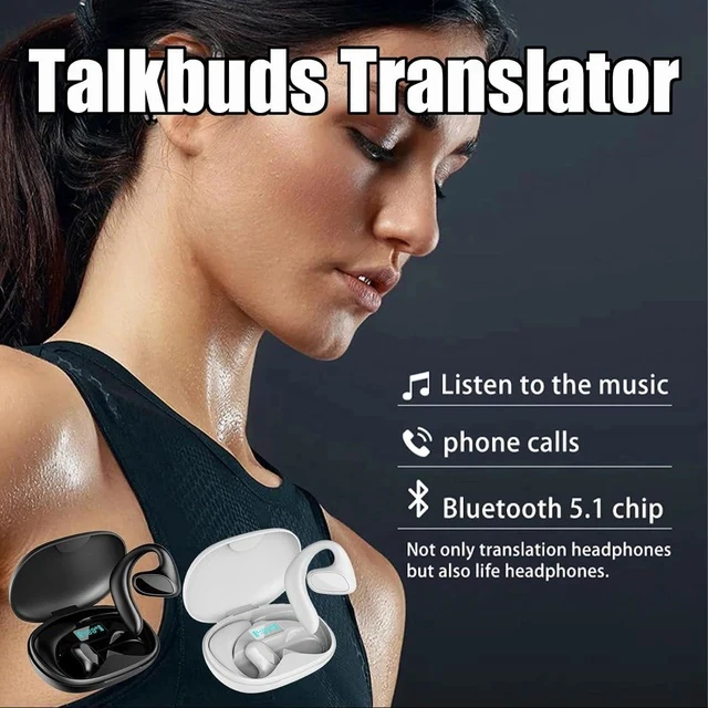 Alt view image 2 of 7 - Talkbuds, Talkbuds Translator, Talk Buds Translator, 2025 New Ai Translation Earbuds Real Time Translation Device, Supports 144 Languages Translation, for Business Learning Travel (Black*2)