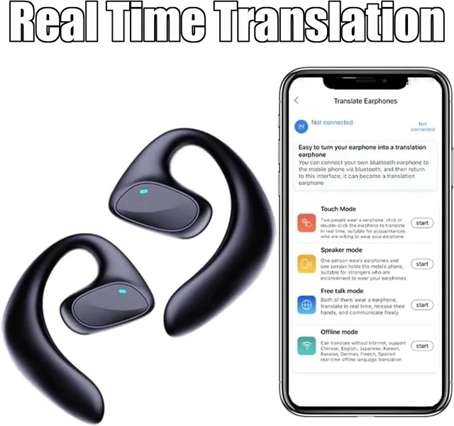 Alt view image 4 of 7 - Talkbuds, Talkbuds Translator, Talk Buds Translator, 2025 New Ai Translation Earbuds Real Time Translation Device, Supports 144 Languages Translation, for Business Learning Travel (Black*2)