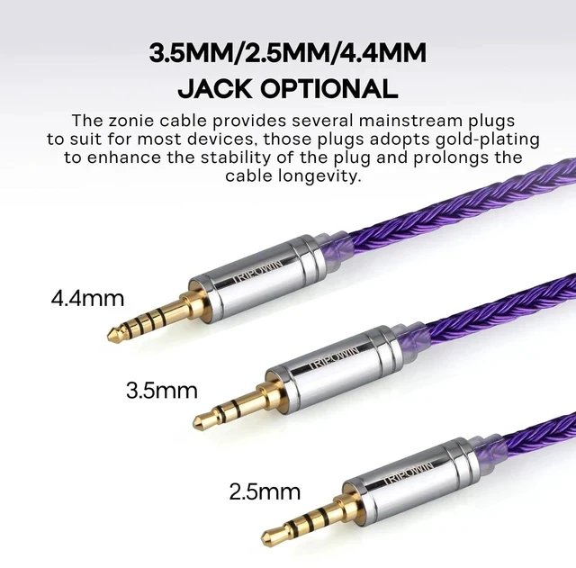 Alt view image 6 of 7 - Tripowin Zonie IEM Cable 16 Core Silver Plated Earphone Upgraded Cords 1.25m SPC in Ear Monitor Cable for 7hz Zero:2 Orchestra Lite Cadenza Hype4 Supermix4(2pin 0.78mm 3.5mm)(Violet)