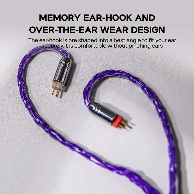 Alt view image 7 of 7 - Tripowin Zonie IEM Cable 16 Core Silver Plated Earphone Upgraded Cords 1.25m SPC in Ear Monitor Cable for 7hz Zero:2 Orchestra Lite Cadenza Hype4 Supermix4(2pin 0.78mm 3.5mm)(Violet)