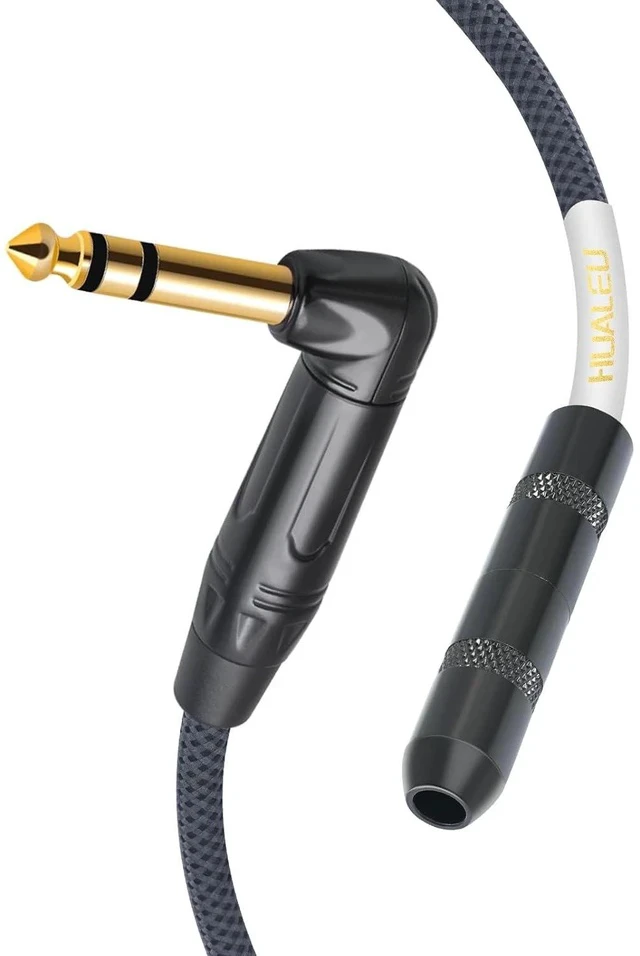 Alt view image 5 of 7 - 15FT Right Angle 1/4 TRS Stereo Male to Female Audio Extension Cord 6.35MM TRS Male to Female Stereo Headphone Guitar Extension Cable Cord for Amplifiers Headphone