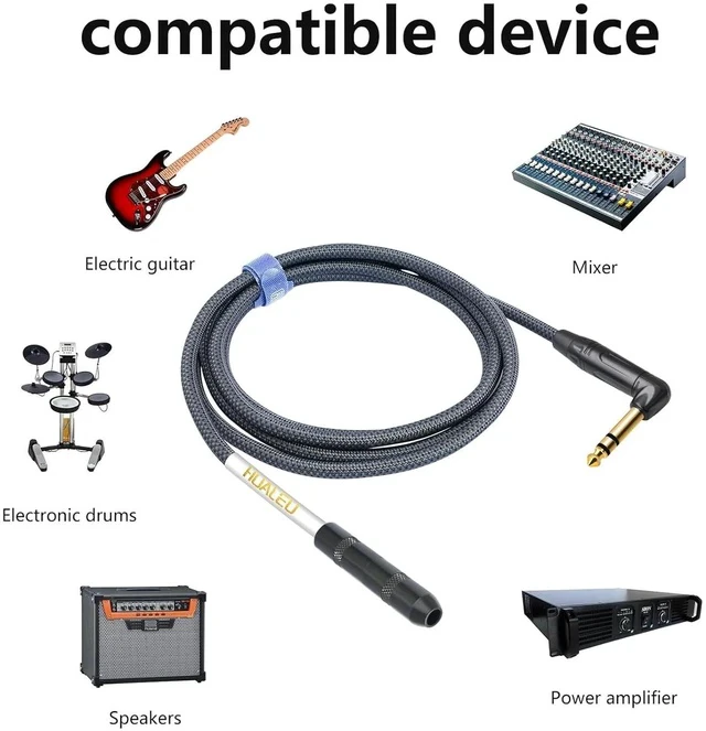 Alt view image 6 of 7 - 15FT Right Angle 1/4 TRS Stereo Male to Female Audio Extension Cord 6.35MM TRS Male to Female Stereo Headphone Guitar Extension Cable Cord for Amplifiers Headphone