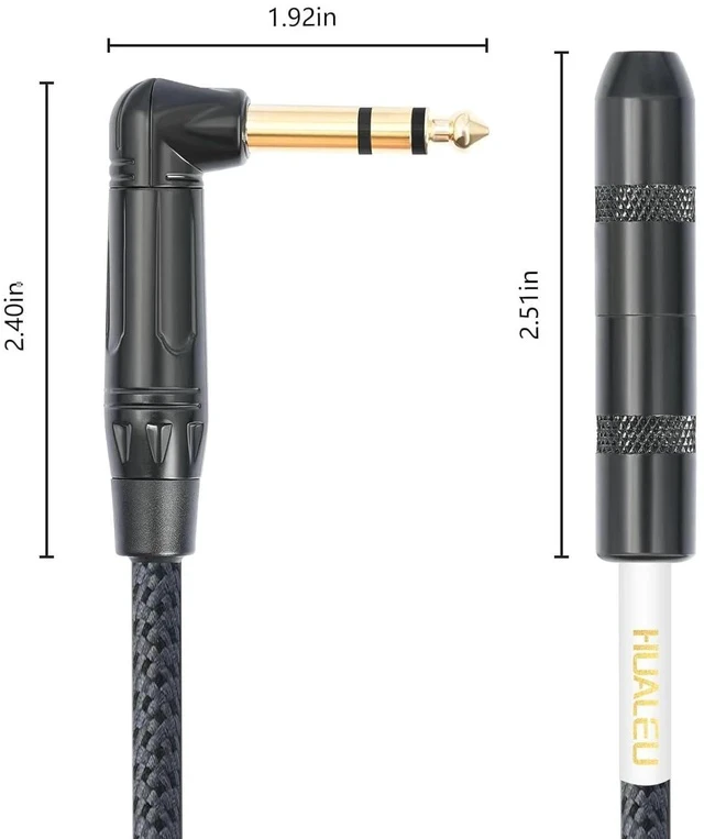 Alt view image 7 of 7 - 15FT Right Angle 1/4 TRS Stereo Male to Female Audio Extension Cord 6.35MM TRS Male to Female Stereo Headphone Guitar Extension Cable Cord for Amplifiers Headphone