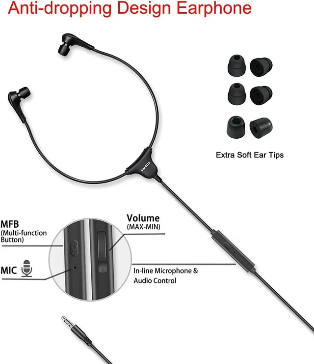 Alt view image 2 of 7 - Anti-Dropping Wired TV Earphone with Volume Control Extra Long Cord Headphone with Mic for TV PC RCA & 3.5mm Cable Included 14.9ft Extension Cable Earphone Extra Soft Ear Tips SM-901TV
