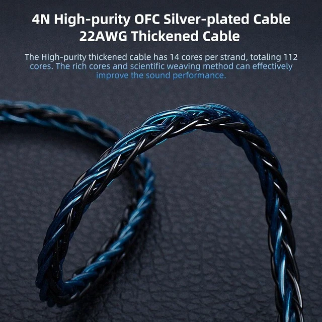 Alt view image 3 of 7 - 2 Meter QDC in Ear Monitor Cable KZ ZS10 PRO IEM Extension Headphone Cable Cords for EDX PRO/Castor/CCA CRA KBEAR ST12 Plus 8 Core 4N OFC Silver-Plated Wire (Grey Recessed 2 Pins 3.5mm Plug)
