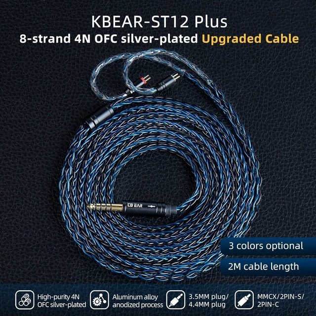 Alt view image 2 of 7 - 2 Meter QDC in Ear Monitor Cable KZ ZS10 PRO IEM Extension Headphone Cable Cords for EDX PRO/Castor/CCA CRA KBEAR ST12 Plus 8 Core 4N OFC Silver-Plated Wire (Grey Recessed 2 Pins 3.5mm Plug)