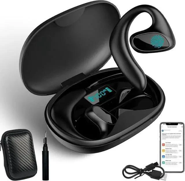Main image of Talkbuds Translator, Talk Buds Translator, Qinux Talkbuds, Real-Time 3-in-1 Translation Earbuds 144 Languages & Accents, Ai Language Translat Ear Buds for Travel Business Learning (Black)