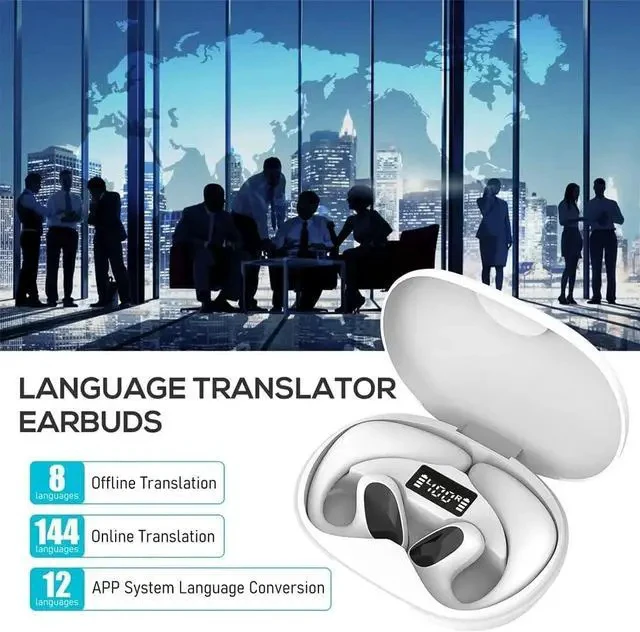 Alt view image 2 of 7 - Roostick Translator, Roostick Translator Earbuds, Real-Time 3-in-1 Translation Earbuds 144 Languages & Accents, Ai Language Translat Ear Buds, Translation Device for Travel Business Learning (White)