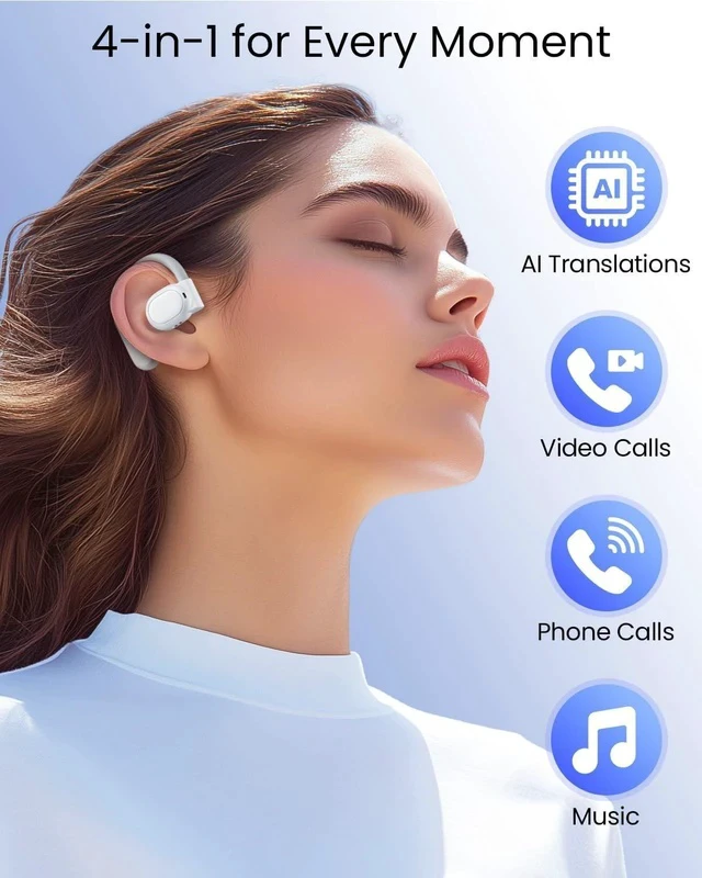 Alt view image 5 of 7 - AI Translation Earbuds Real Time 164 Languages 80H Playtime Translator Ear Buds Audifonos Traductores Inglés Español Wireless Earphones Bluetooth Headphones for Travel Business Meeting Learning White