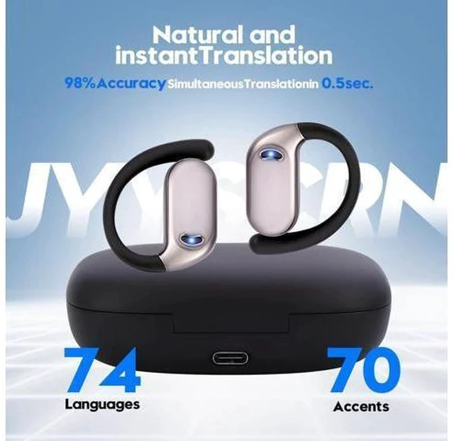 Alt view image 2 of 7 - Language Translation Earbuds, 3-in-1 Translator Earbuds & 144 Languages & Accents, Translator Device Translation Earbuds Real Time fit iOS & Android for Travel Business &Learning,M74-Milk White