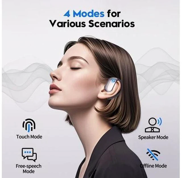 Alt view image 3 of 7 - Language Translation Earbuds, 3-in-1 Translator Earbuds & 144 Languages & Accents, Translator Device Translation Earbuds Real Time fit iOS & Android for Travel Business &Learning,M74-Milk White