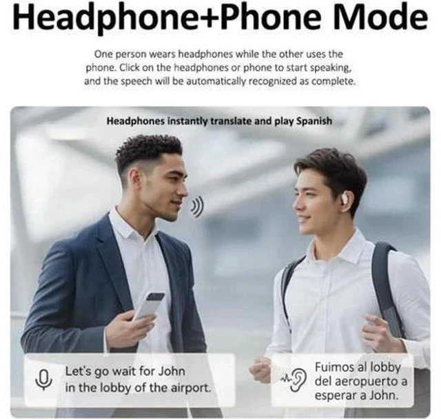 Alt view image 4 of 7 - VOCIPODS AI Translator Earbuds Fit iOS & Android, 144 Languages & Accents Language Translator Earbuds, Translating Earbuds Real Time Offer Two Way Real-Time Translation in Real Time (Black)