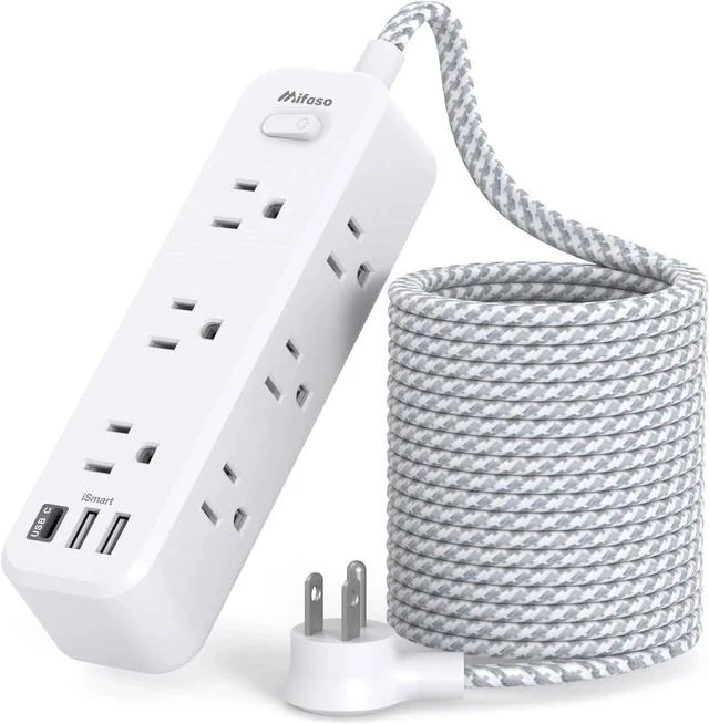 Main image of Extension Cord Surge Protector Power Strip Long Extension Cord with 9 Outlets 3 USB Ports Extension Cord with Multiple Outlets USB Power Strip for Dorm Room Essentials College(15FT White)