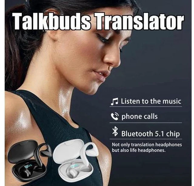 Alt view image 2 of 7 - Talkbuds, Talkbuds Translator, Talk Buds Translator, 2025 New Ai Translation Earbuds Real Time Translation Device, Supports 144 Languages Translation, for Business Learning Travel (Black*2)