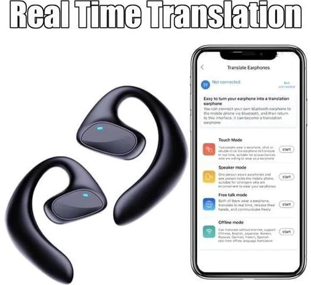 Alt view image 4 of 7 - Talkbuds, Talkbuds Translator, Talk Buds Translator, 2025 New Ai Translation Earbuds Real Time Translation Device, Supports 144 Languages Translation, for Business Learning Travel (Black*2)