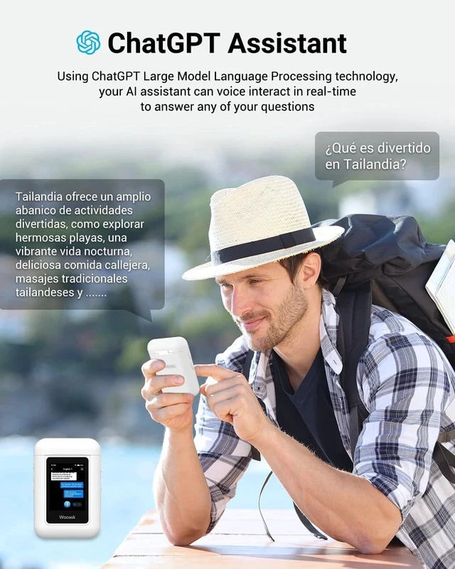 Alt view image 4 of 7 - XUPURTLK Language Translator Device, Translation Earbuds Real Time with 144 Languages, Translator Device with AI Translator Earbuds Support ChatGPT/Recording, Portable Language Translator No Need APP