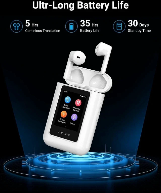 Alt view image 7 of 7 - XUPURTLK Language Translator Device, Translation Earbuds Real Time with 144 Languages, Translator Device with AI Translator Earbuds Support ChatGPT/Recording, Portable Language Translator No Need APP