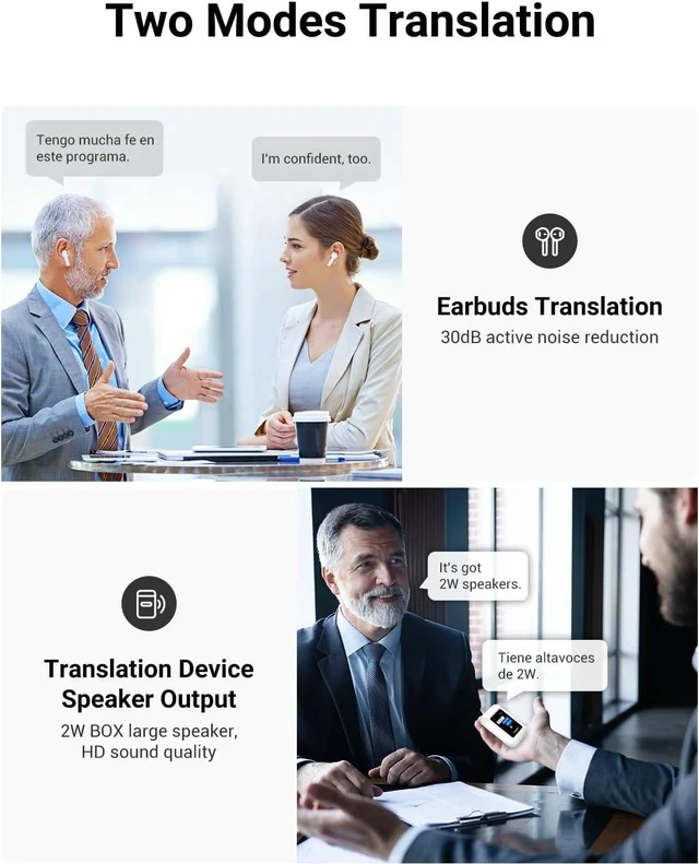 Alt view image 5 of 7 - XUPURTLK Language Translator Device, Translation Earbuds Real Time with 144 Languages, Translator Device with AI Translator Earbuds Support ChatGPT/Recording, Portable Language Translator No Need APP