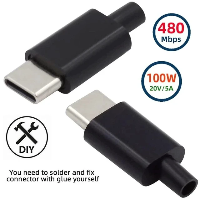 Alt view image 4 of 7 - 2sets/lot DIY OEM 24pin Connector Plug USB Type C USB-C Male to USB-C Male 100W PD USB2.0 Data with Housing Cover