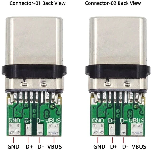 Alt view image 7 of 7 - 2sets/lot DIY OEM 24pin Connector Plug USB Type C USB-C Male to USB-C Male 100W PD USB2.0 Data with Housing Cover