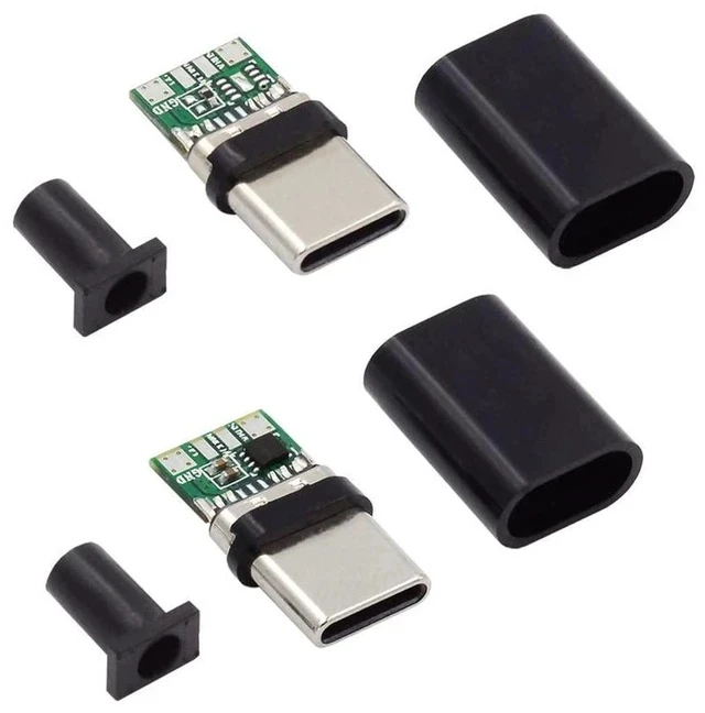 Alt view image 3 of 7 - xiwai 2sets/lot USB Type C Male to USB-C Male 100W DIY OEM 24pin Connector Plug PD USB2.0 Data with Housing Cover for Replacement