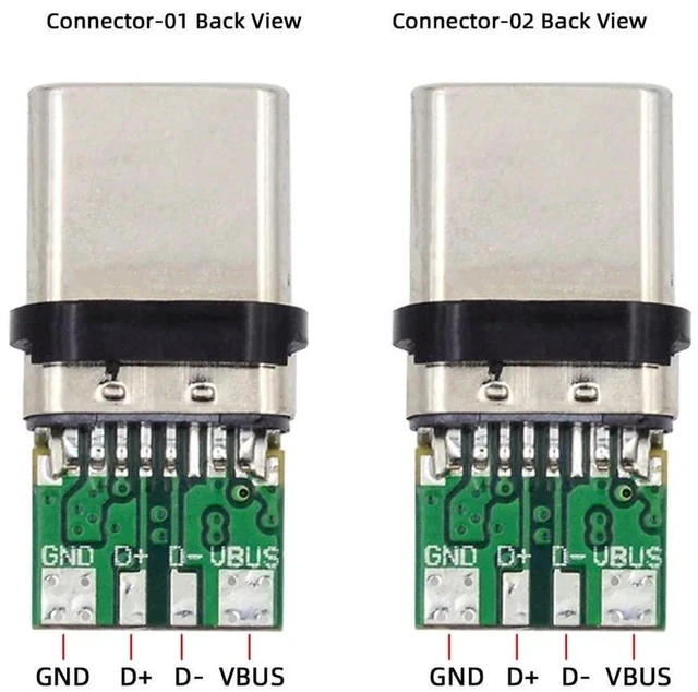 Alt view image 5 of 7 - xiwai 2sets/lot USB Type C Male to USB-C Male 100W DIY OEM 24pin Connector Plug PD USB2.0 Data with Housing Cover for Replacement