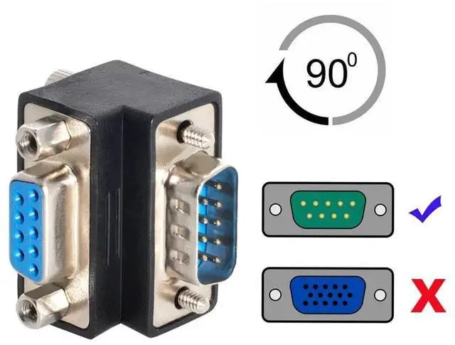 Alt view image 6 of 7 - xiwai DB9P 90 Degree Down Angled Gender Changer D-Sub 9Pin RS232 Male to Female Connector Serial Port Extension Adapter