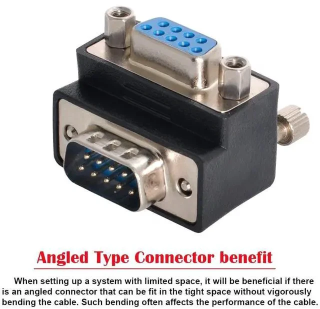 Alt view image 5 of 7 - xiwai DB9P 90 Degree Down Angled Gender Changer D-Sub 9Pin RS232 Male to Female Connector Serial Port Extension Adapter