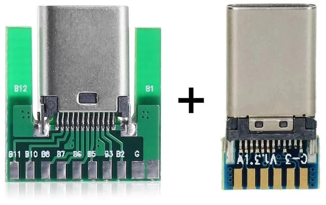 Alt view image 2 of 7 - 24pin USB 3.1 Type C Male Female Plug Socket Connector SMT Type with PC Board 1 Set